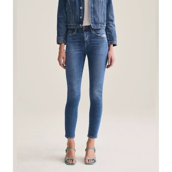 Agolde Sophie High-Rise Skinny Jeans Size 26 Distressed Detail Blue Denim Womens - Picture 1 of 6